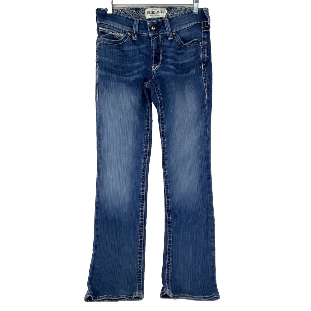 Ariat Real Denim Jeans Womens' 27 R Icon Straight 33 Inseam Embroidered Stretch